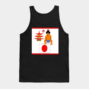 Sporty Japan Design on Black Background Tank Top